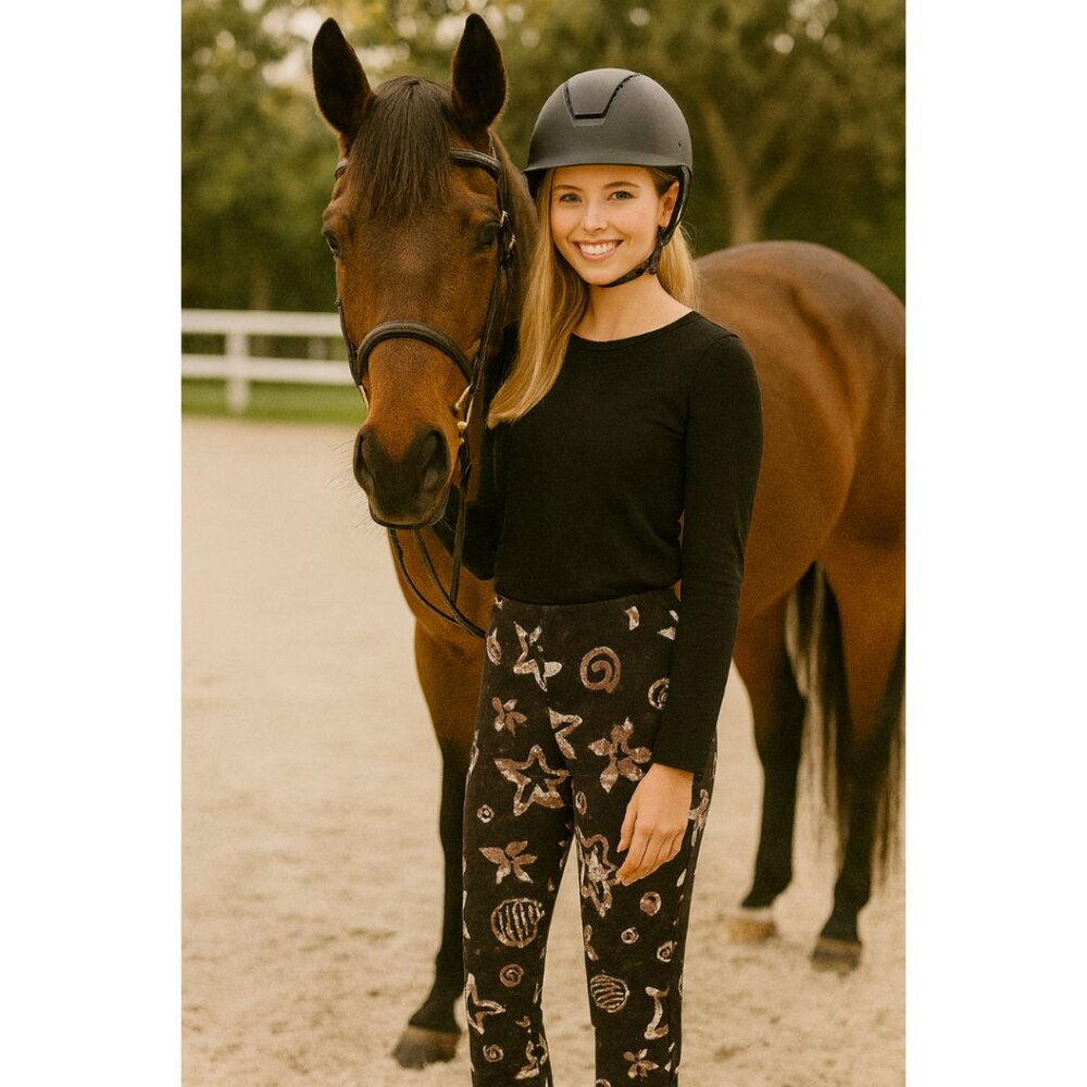 Vintage Equestrian Designs Riding Pants Womens Size‎ P XS Brown Stars and Shells